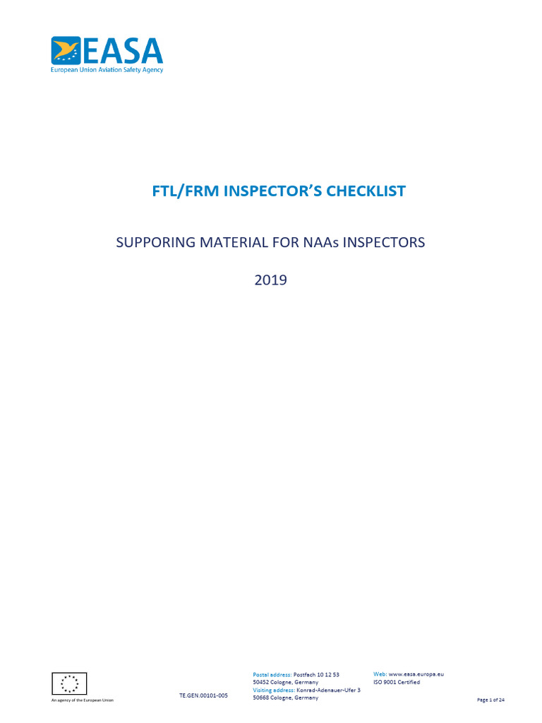 EASA FTL Inspector Checklist Parts1 | PDF