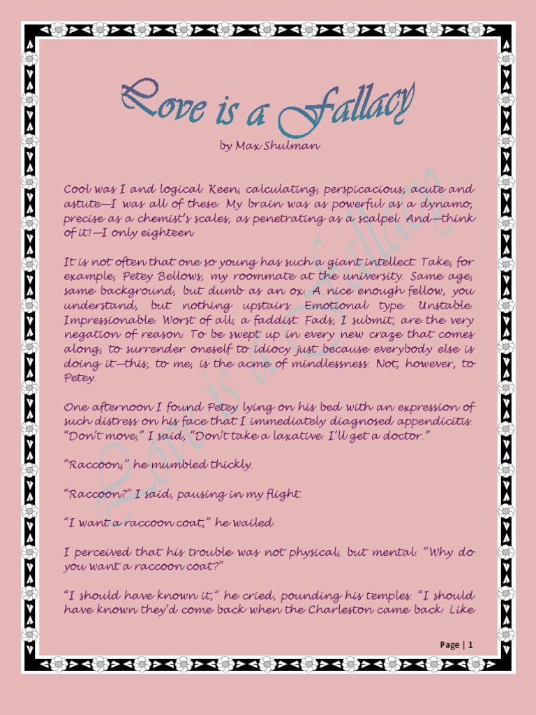 Supporting details of love is a fallacy picture