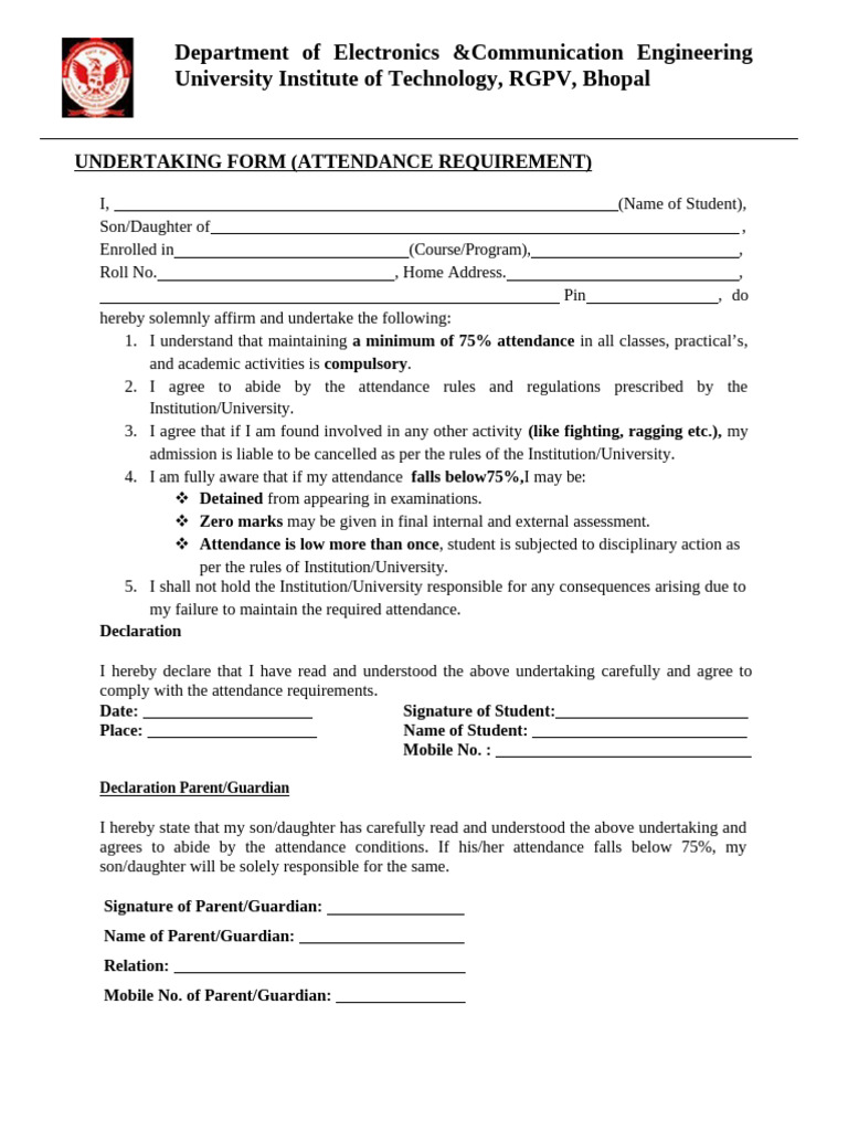 Undertaking Format | PDF