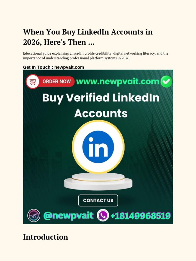 When You Buy LinkedIn Accounts in 2026, Here's Then ... | PDF ...