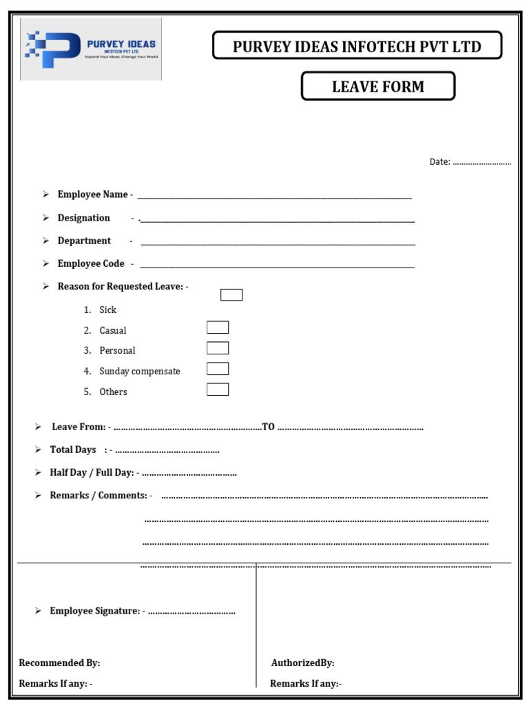 Purvey Leave Form | PDF