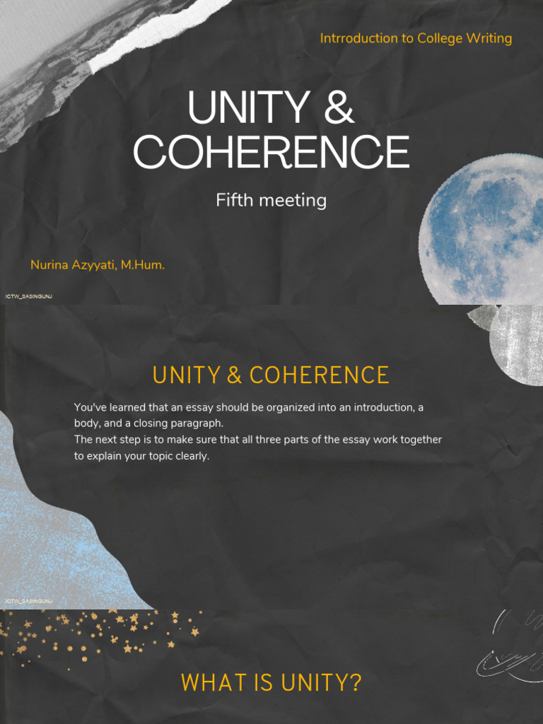PPT_Unity & coherence | PDF | Essays | Language Mechanics