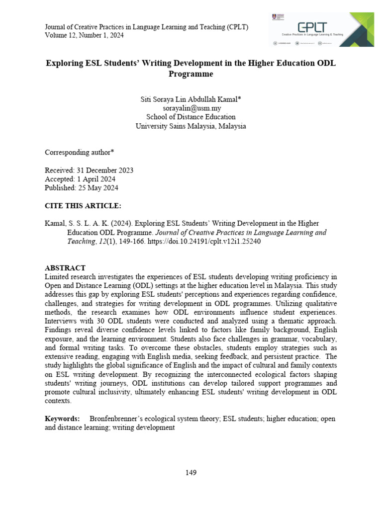 10 Exploring ESL Students Writing Development Soraya | PDF | English As ...