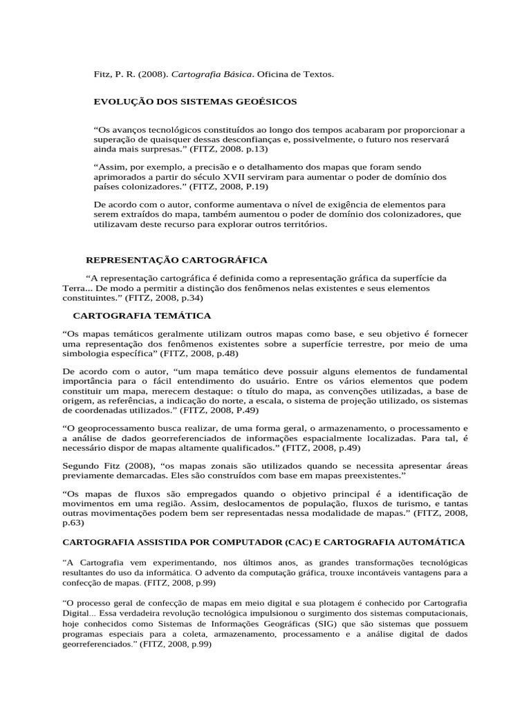 Fichamento Cartografia Fitz | PDF | Mapa | Sistema de informações ...