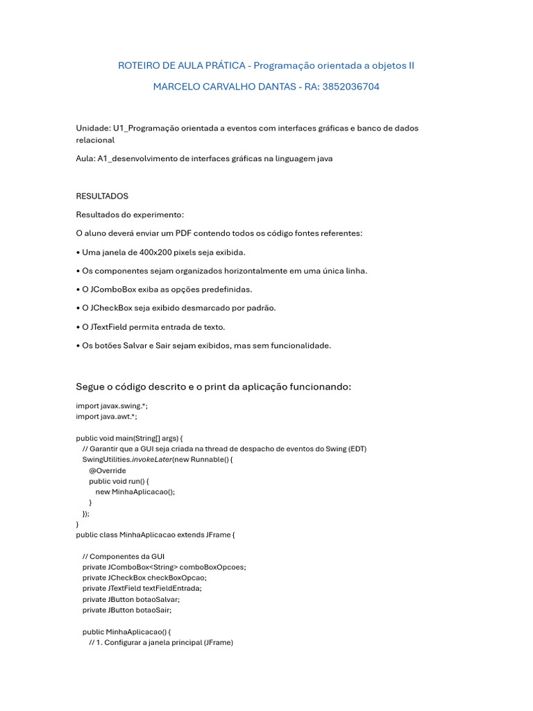 Roteiro de Aula Pratica - Programação Orientada A Objetos II - Marcelo ...