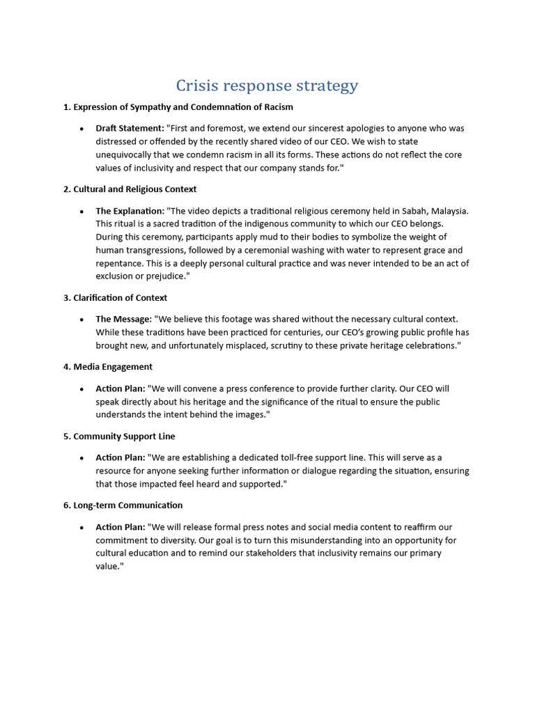 Crisis Response Strategy | PDF