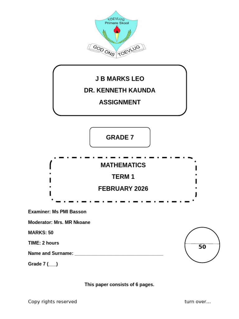 Assignment Maths Term 1 2026-123 | PDF | Mathematics