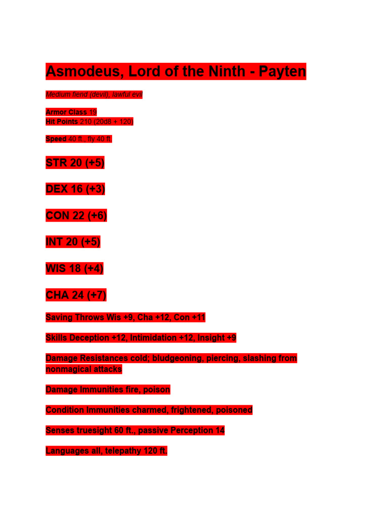 An Eye for an Eye Stat Blocks | PDF