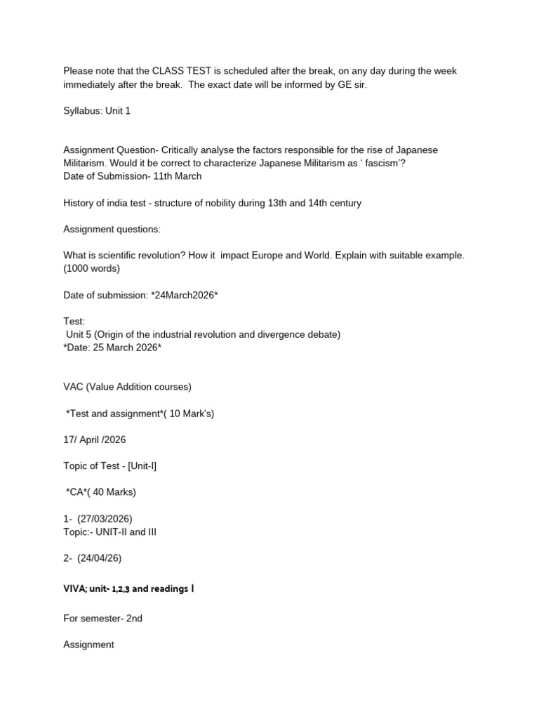 Test and Assignment College Details | PDF
