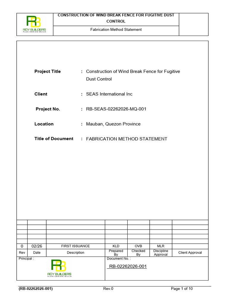 Fugitive Dust Control - RB-02262026-001 | PDF | Welding | Construction