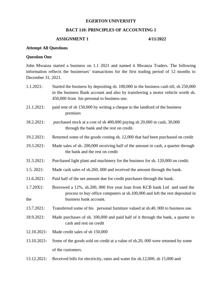 BACT 110 ASSIGNMENT 2022 | PDF | Personal Finance | Liability ...