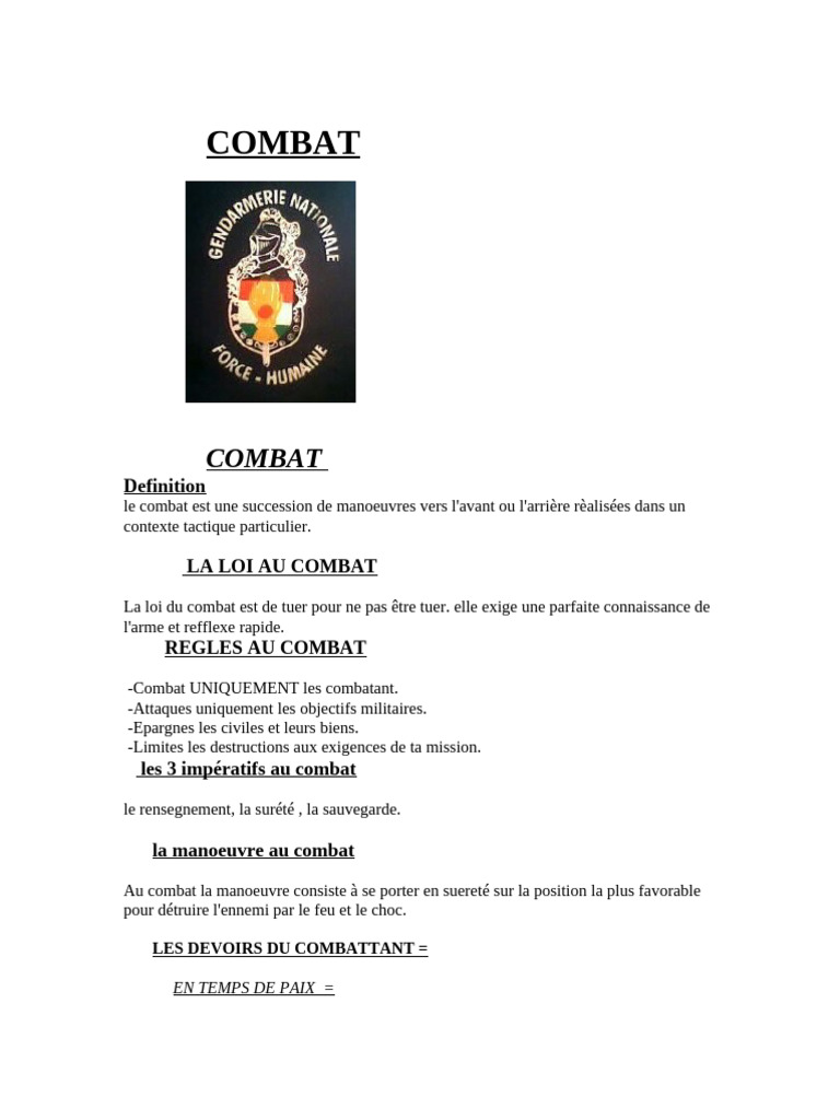 Combat 1 1 | PDF | Militaire | Guerre