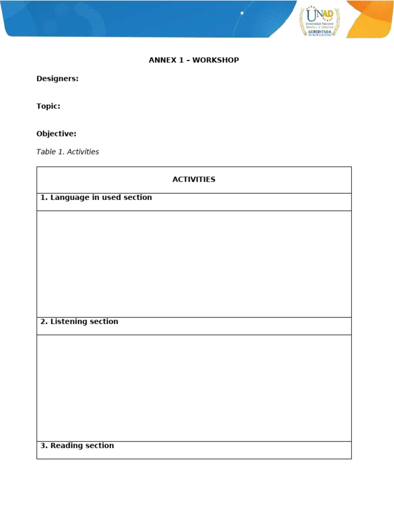 Annex 1 - Workshop | PDF