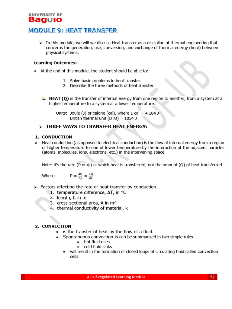 Module 9 Heat Transfer | PDF | Heat Transfer | Heat