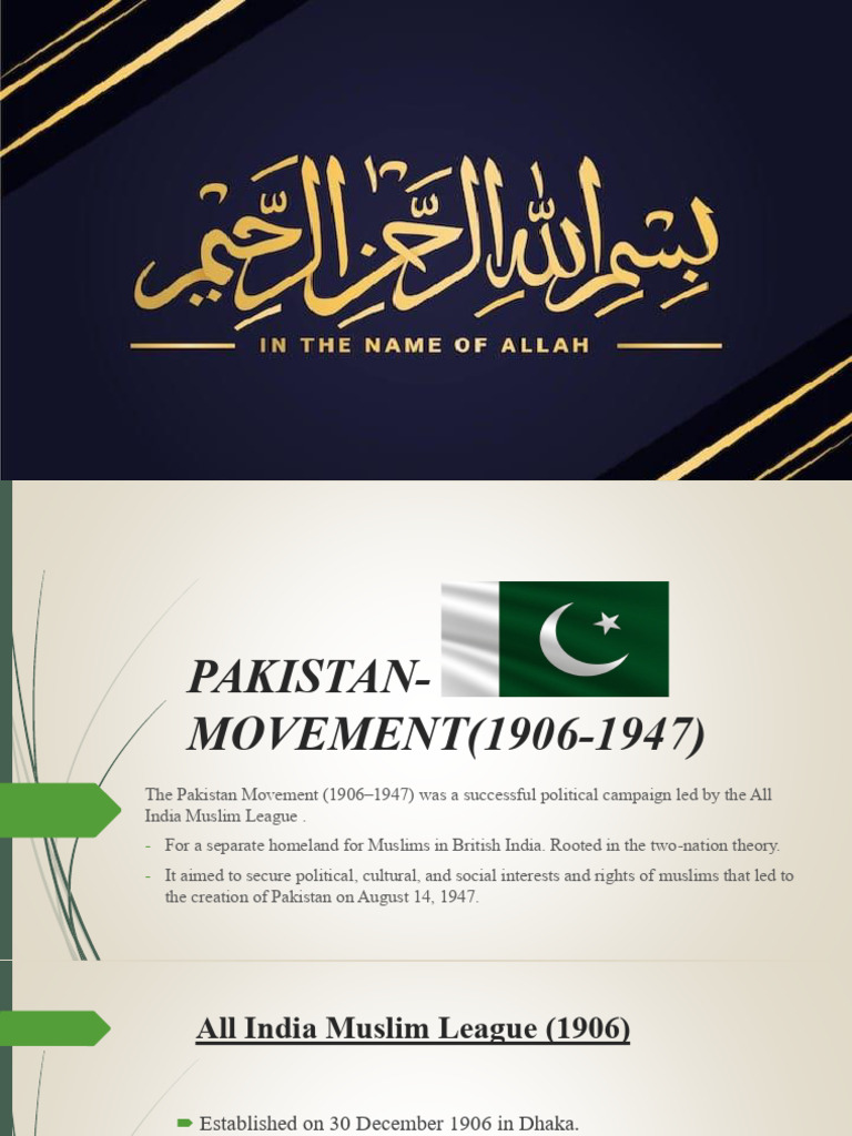 PST 2 Presentation. | PDF | All India Muslim League | Pakistan Movement