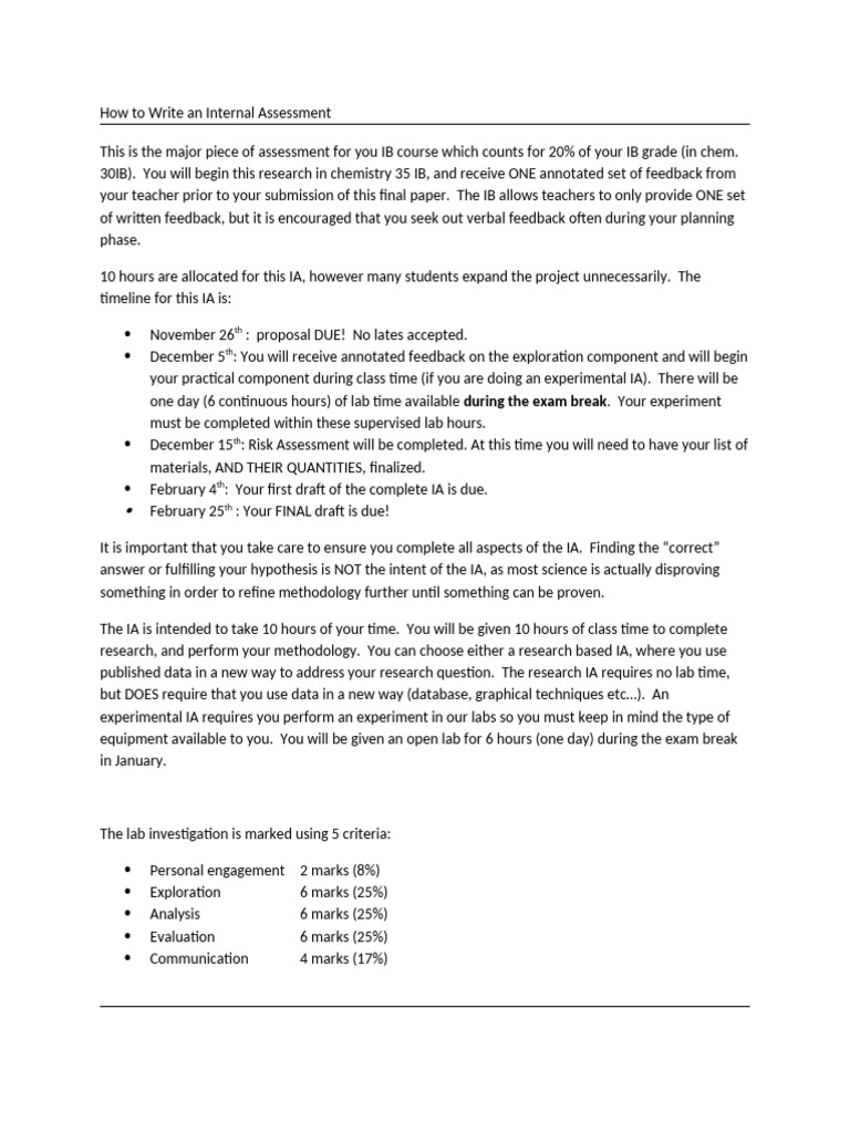 How To Write An Internal Assessment 2023-2024 | PDF | Observational ...