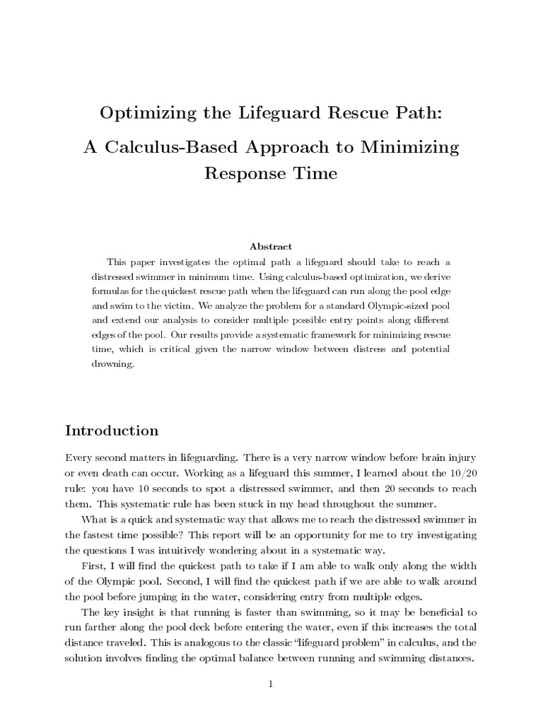 Lifeguard Optimization v2 | PDF | Swimming | Mathematics