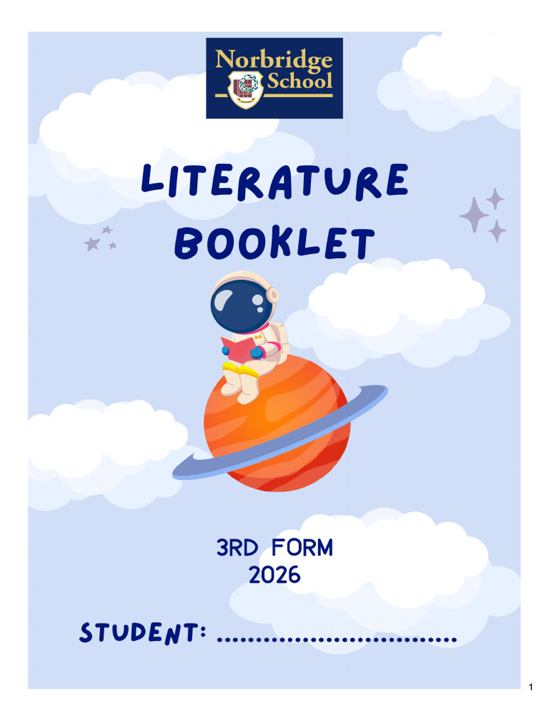 Literature Booklet 2026 3rd Forms | PDF | Linguistics | Syntax