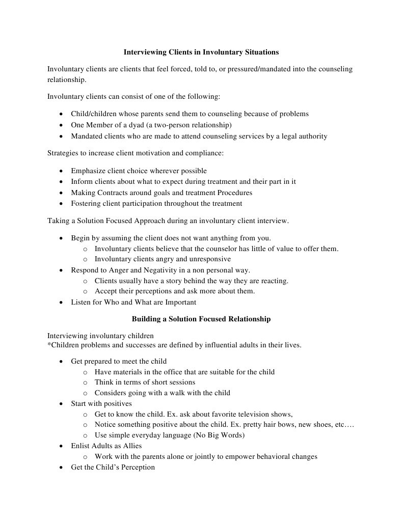 Strategies for Involuntary Client Counseling | PDF | Interview | Social ...