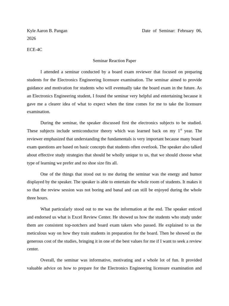 Seminar Reaction Paper | PDF