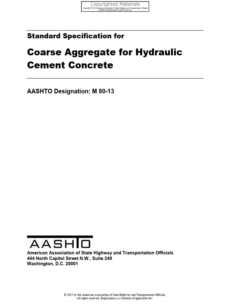 M 80-13. Coarse Aggregate For Hydraulic Cement Concrete | PDF ...