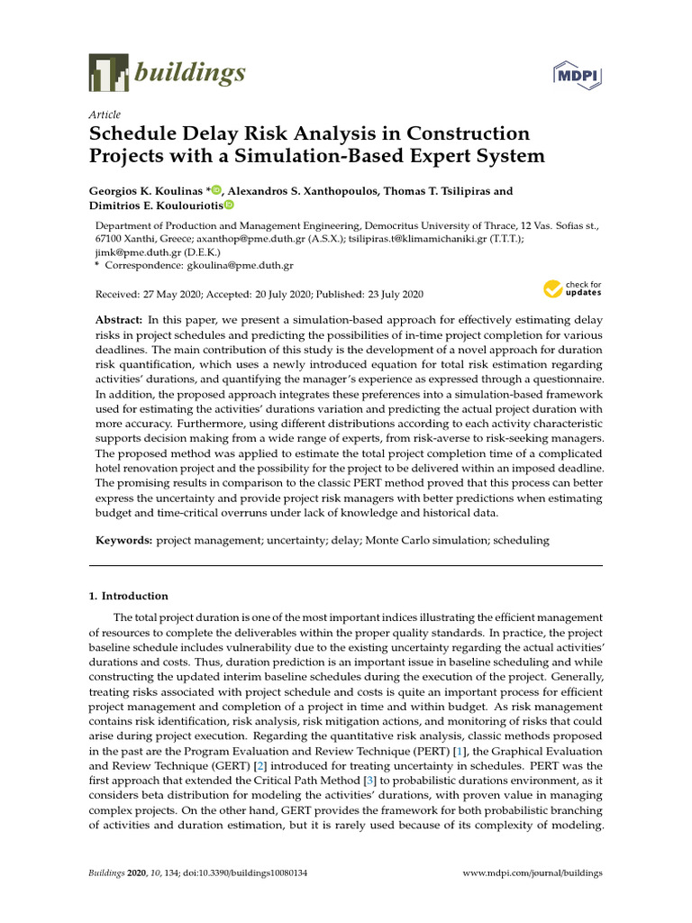 Koulinas Et Al. - 2020 - Schedule Delay Risk Analysis in Construction ...