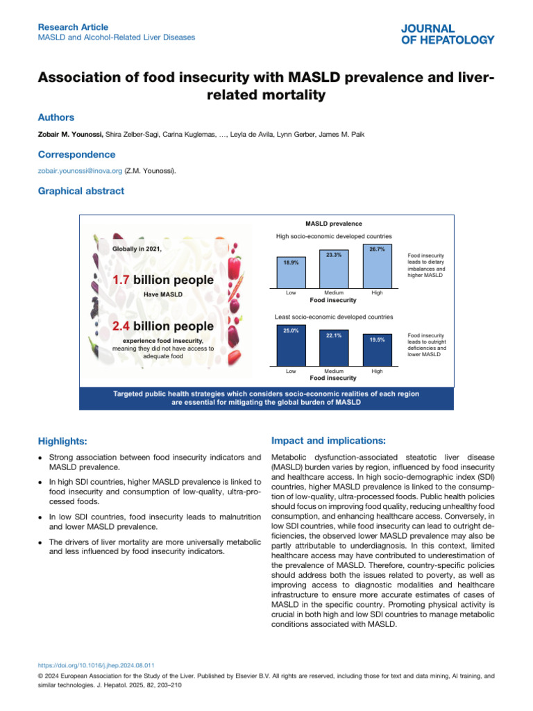 Association of Food Insecurity With MASLD Prevalen | PDF