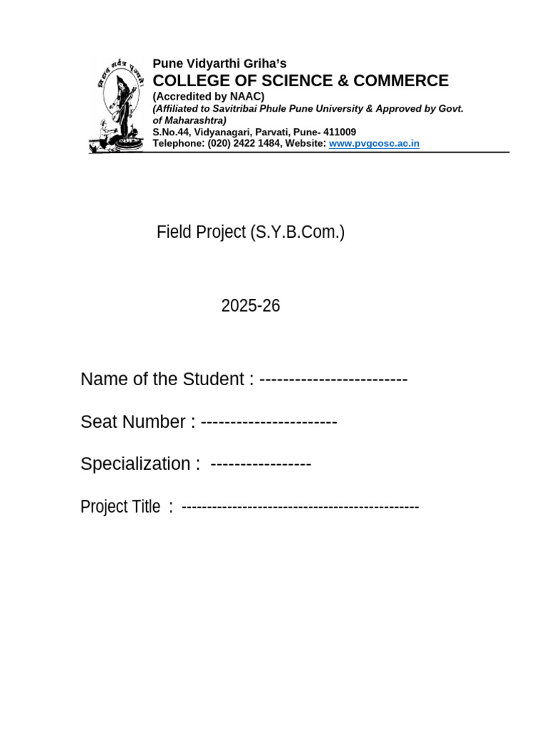 Field Project Manual | PDF | Accounting | Thesis