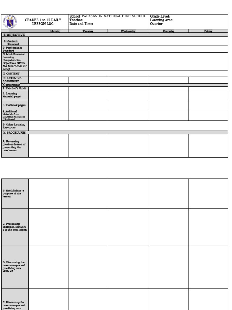Daily Lesson Log (3) | PDF