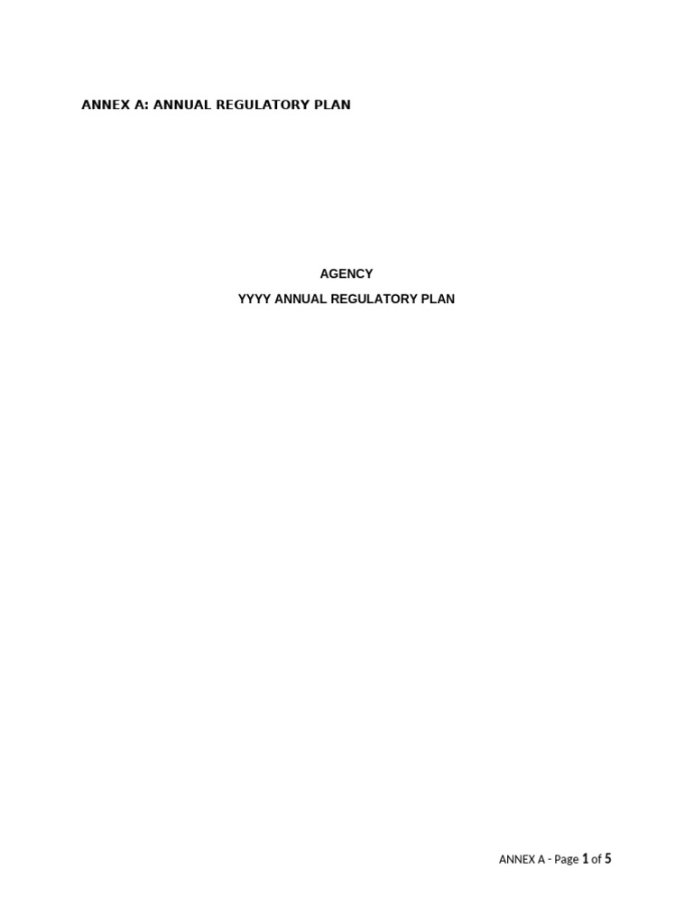 Annual Regulatory Plan Revised Word File | PDF | Business