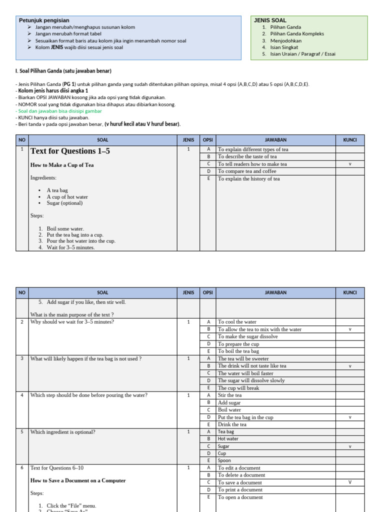 Template Soal-soal PG PTS Genap Bahasa Inggris Kelas X | PDF | Computer ...