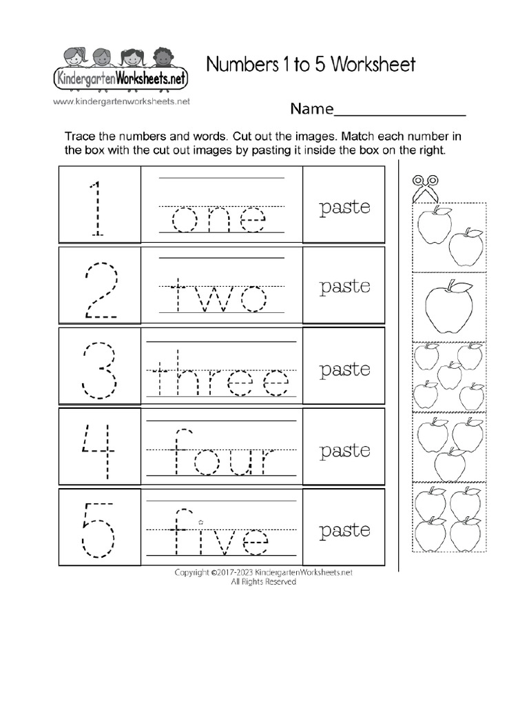 Free Printable Numbers 1 To 5 Worksheet | PDF