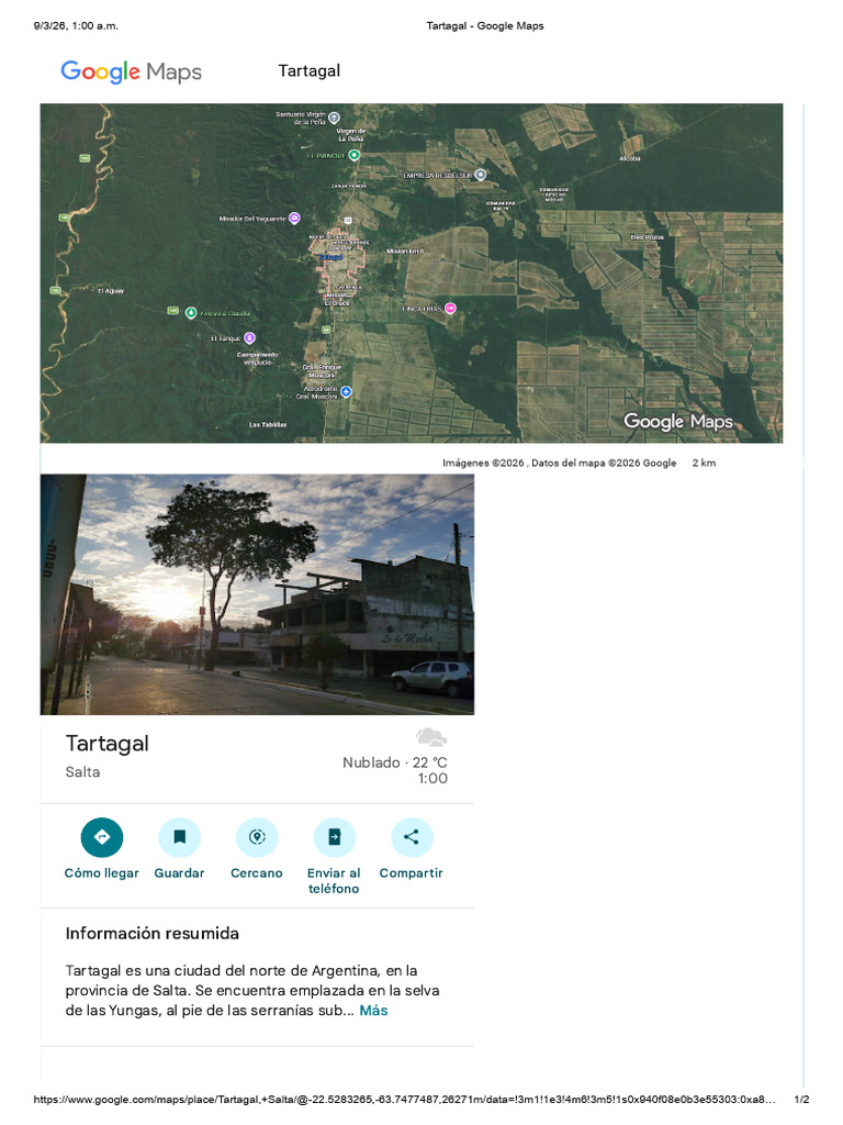 Tartagal - Google Maps | PDF