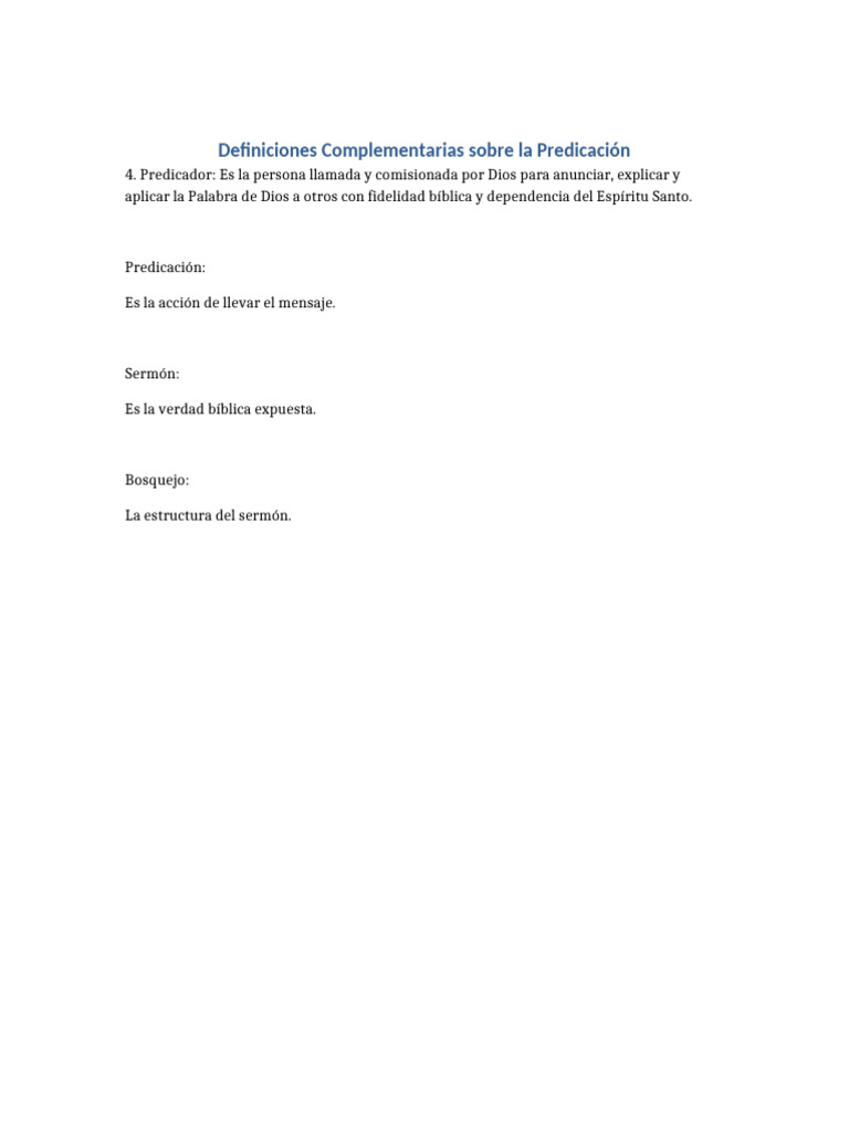 Definiciones Complementarias Predicacion | PDF