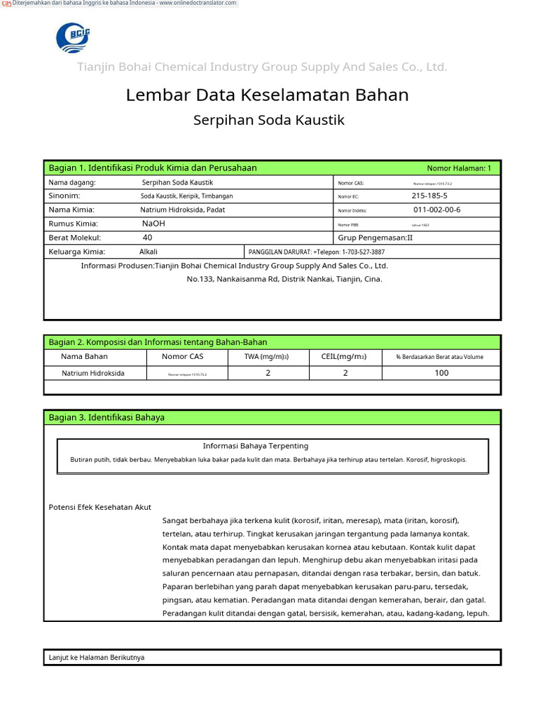 MSDS SODA API - En.id | PDF