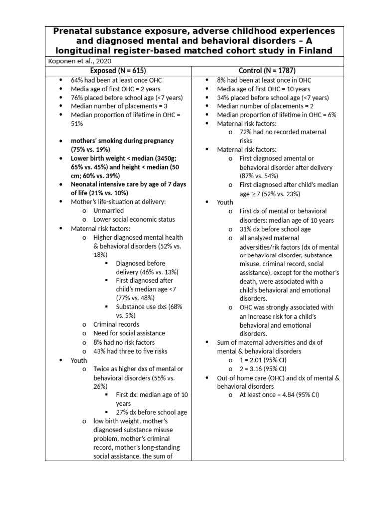 Prenatal Substance Exposure Notes | PDF | Mental Health | Abnormal ...