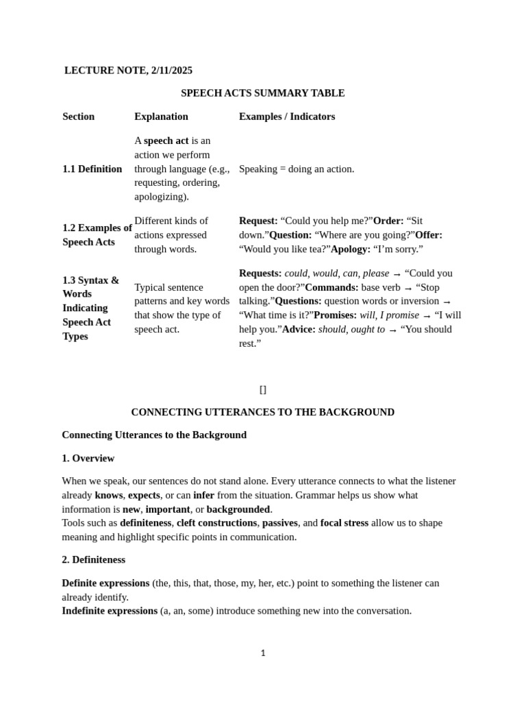 Lecture Note Semantics Pragmatics | PDF | Word | Speech