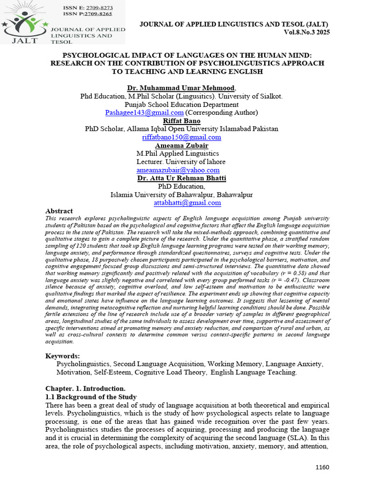 12-Psychological Impact of Languages On The Human Mind | PDF | Second ...