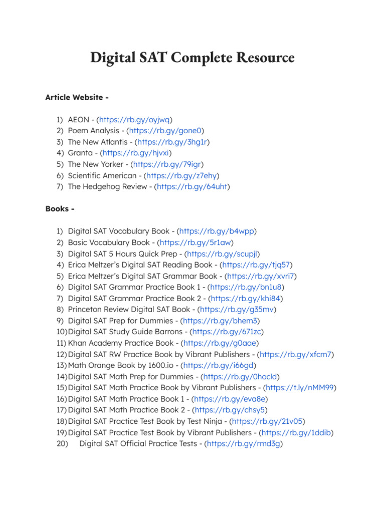 Digital SAT Complete Resource | PDF | Educational Organizations