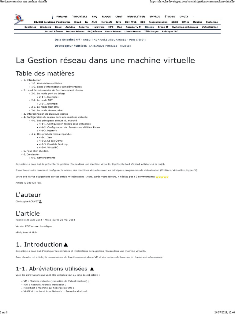 Gestion Réseau Dans Une Machine Virtuelle | PDF | Virtualisation | VMware