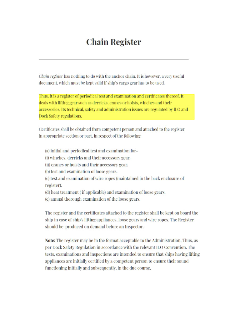 Chain Register | PDF