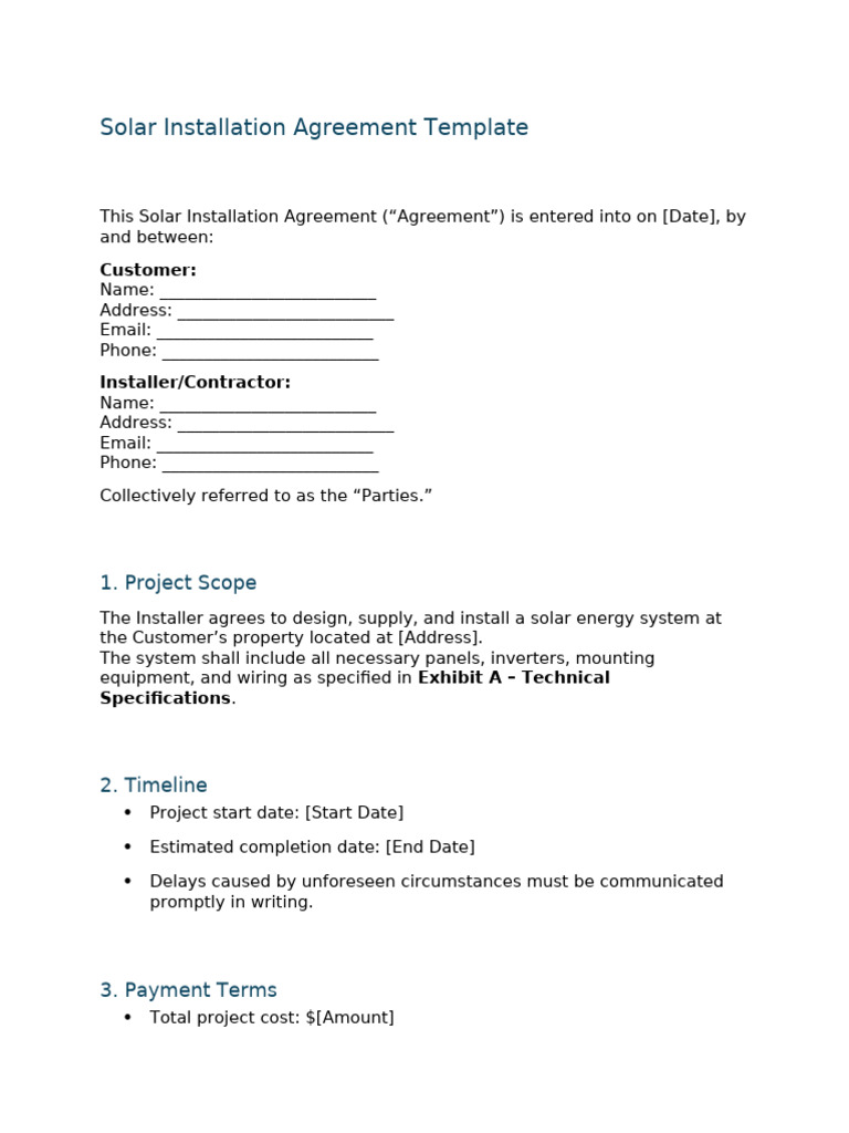 Solar Installation Agreement | PDF | Indemnity | Common Law