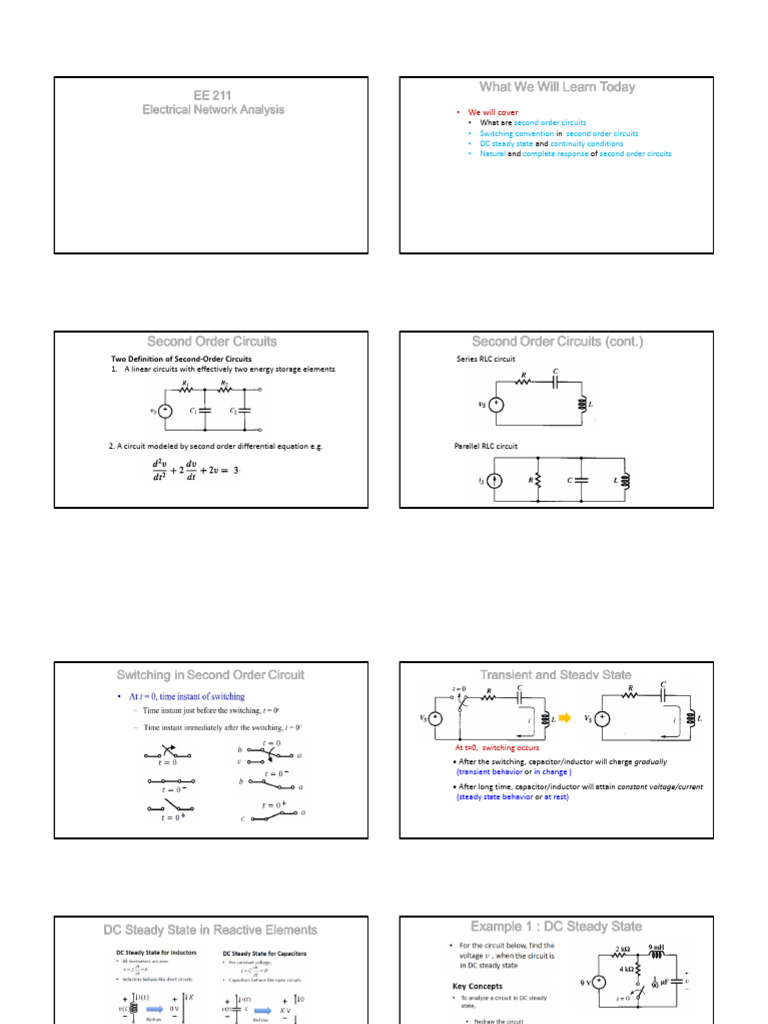 Lecture1b Second Order Circuits | PDF | Electrical Network | Capacitor