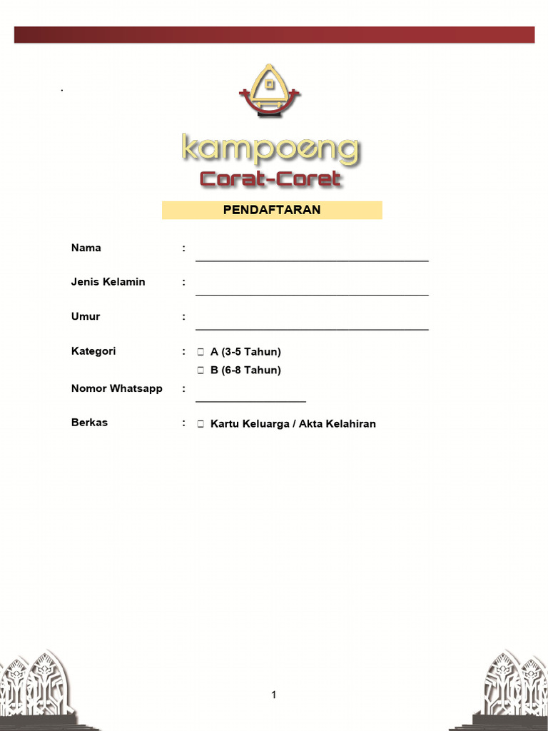 Form Pendaftaran Kampoeng Corat Coret | PDF
