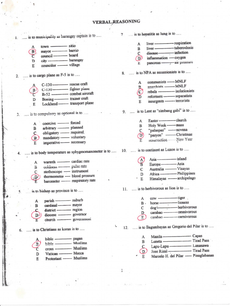 Verbal Reasoning | PDF