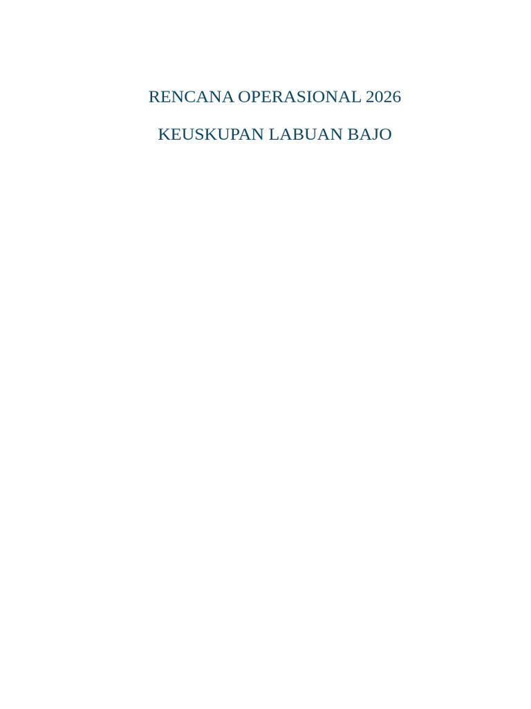 2026 - 01 - 02 - Rencana Operasional (Renop) 2026 KLB | PDF