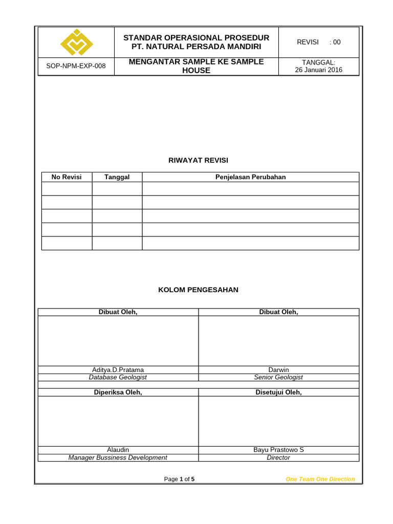 SOP-NPM-EXP-008 - Mengantar Sampel Ke Sample House - Rev.00 | PDF