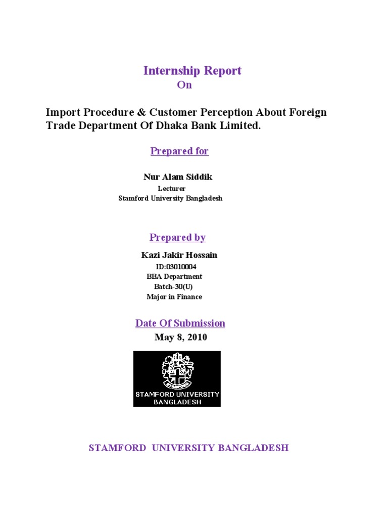 Introduction of Internship Report | Personal Growth