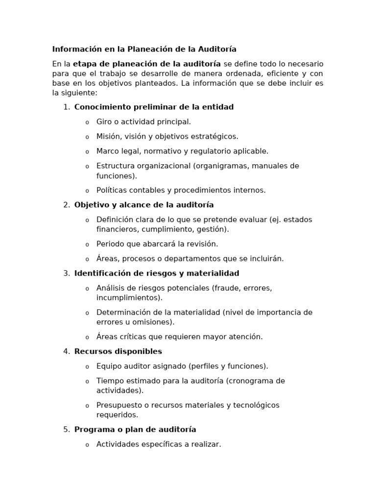 Etapas de La Auditoria | PDF