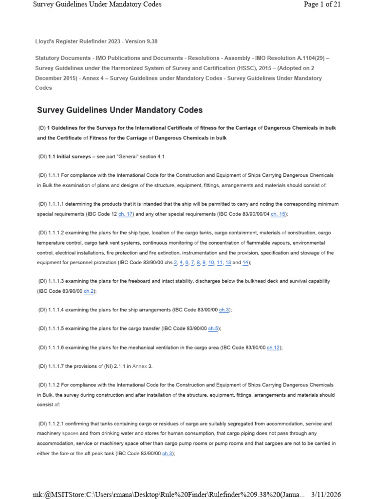 Survey Guidelines Under Mandatory Codes | PDF | Firefighting | Ships